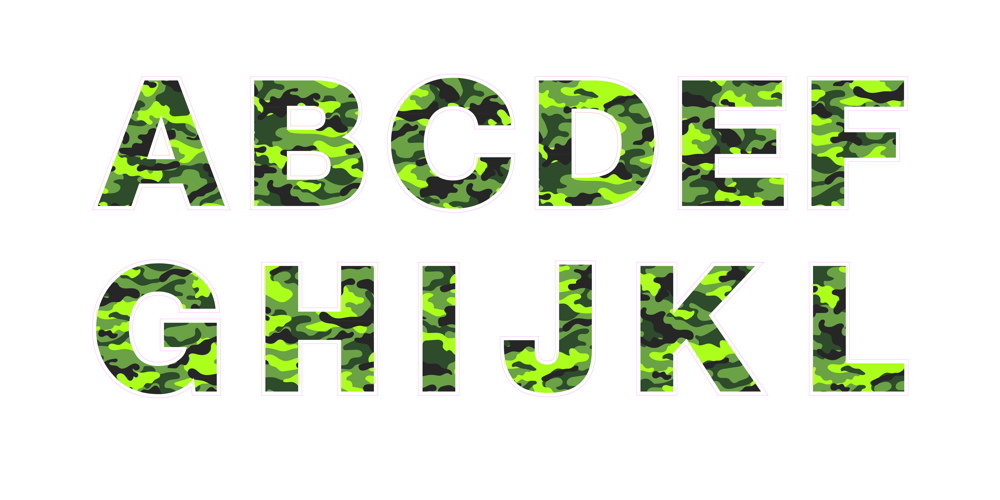 Green Camo Alphabet Template